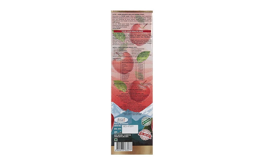 Wow Apple Cider Vinegar With mother of Vinegar   Tetra Pack  750 millilitre